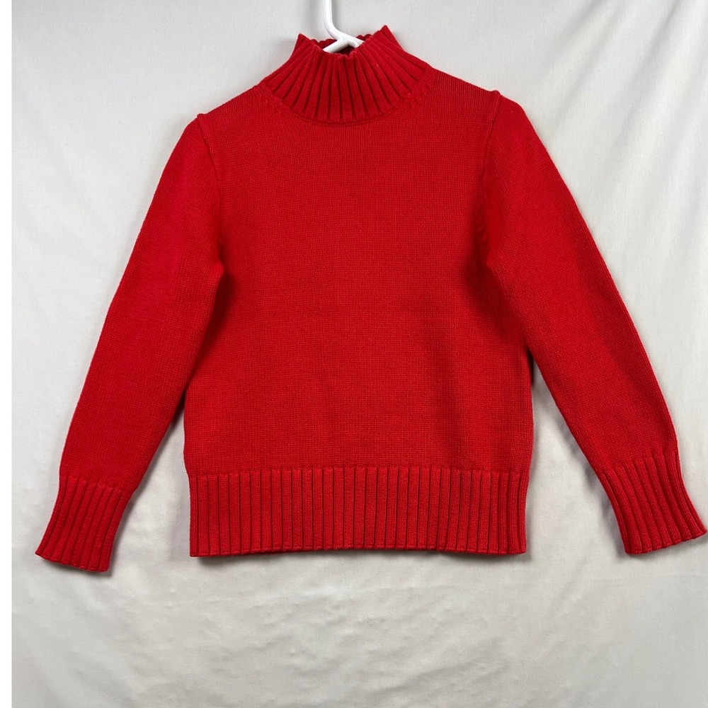 J.Crew Mock Neck Sweater Womens XS Red Cotton Ribbed Knit Pullover